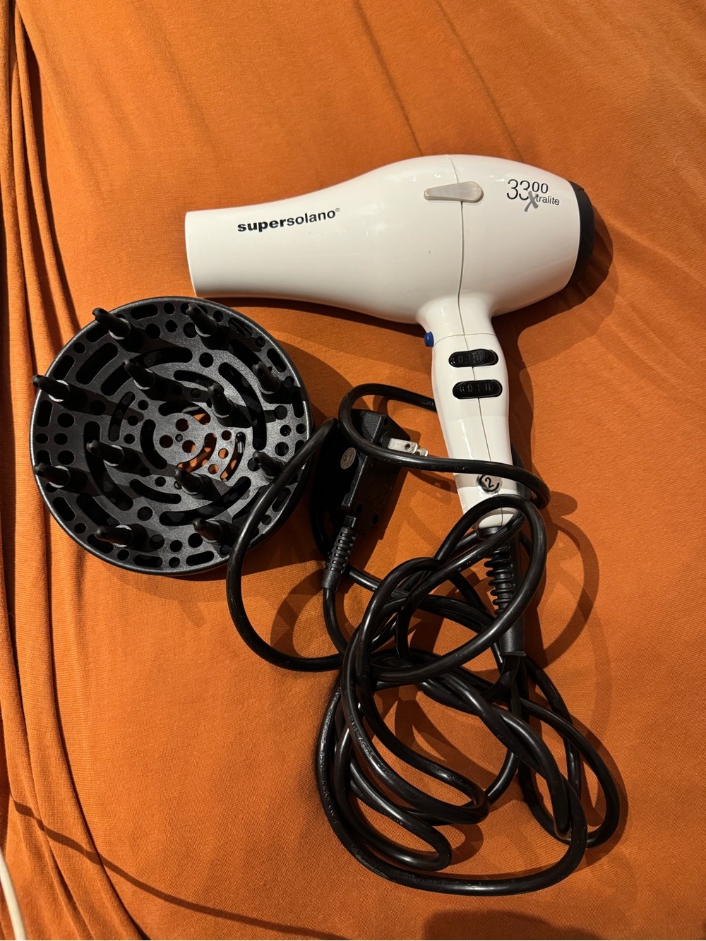 Supersolano 3300 White Hair Dryer with Diffuser